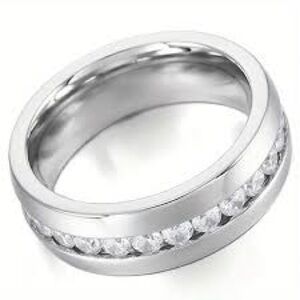 Elegant Silver Colored Band with Crystal Accents